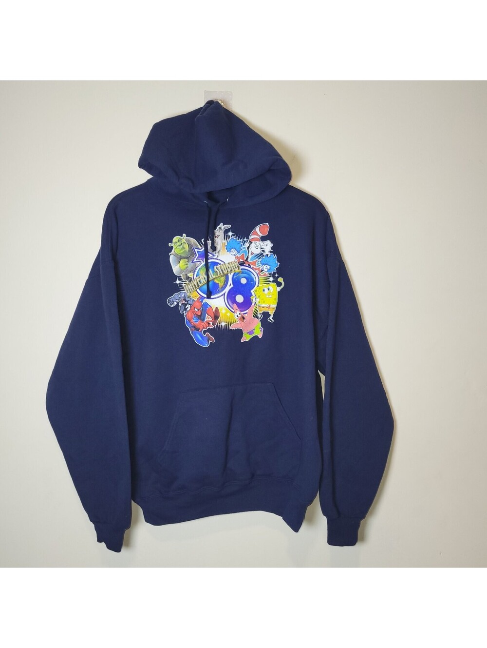 Universal Studios XL Men's Blue Hoodie 2008 Shrek Spider-Man SpongeBob